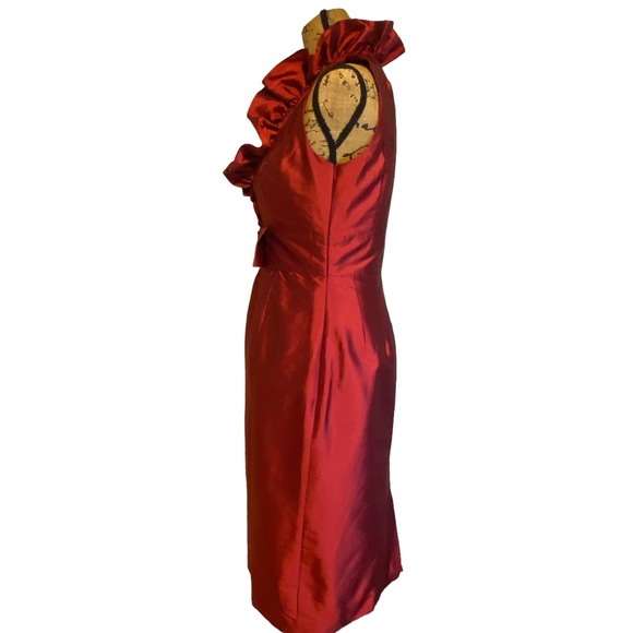 Alfred Sung Garnet Ruffle Halter Neck Sleeveless Midi Cocktail Dress women’s SZ4 - Picture 5 of 13